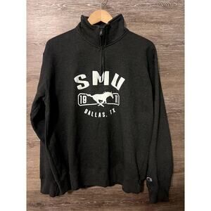 SMU Sweater Pullover Gray size Large Champion Dallas Texas 1/4 zip